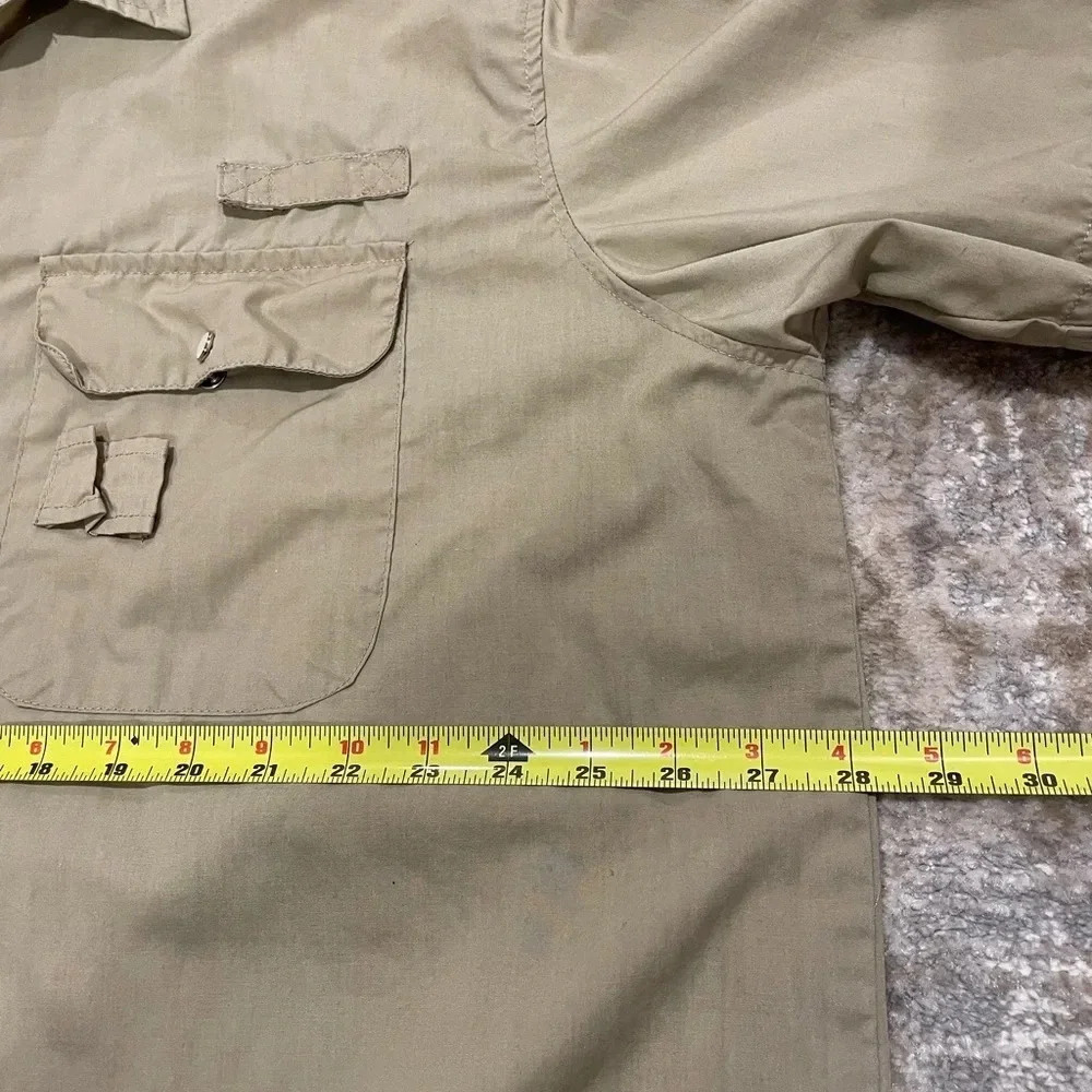 Haband Pearl Snap Travelers Mens Shirt Tan VTG Short Sleeve Classicore Utility - Picture 11 of 12